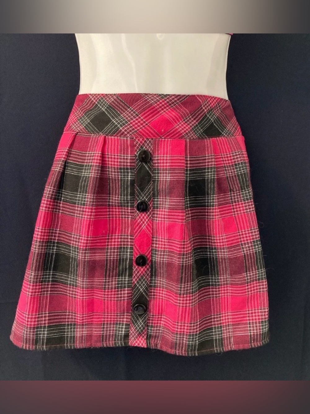 Pink Plaid Mini Skirt Y2K E-Girl Schoolgirl Pleated Medium